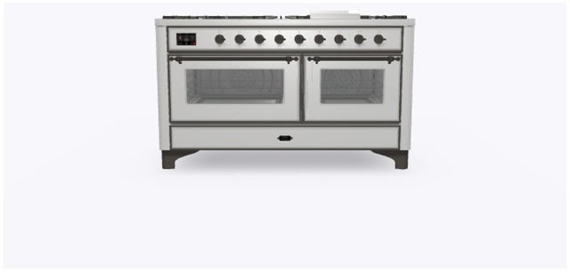 Ilve UM15FDNS3SSBLP 60" Dual Fuel Range w/ 9 Sealed Burners, Double Ov...