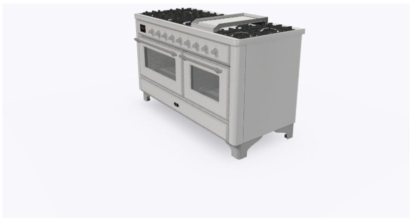 Ilve UM15FDNS3SSC 60" Dual Fuel Range w/ 9 Sealed Burners, Double Ov...