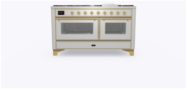 Ilve UM15FDNS3SSG 60" Dual Fuel Range w/ 9 Sealed Burners, Double Ov...