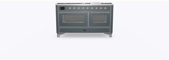 Ilve UM15FDNS3BGCLP 60" Dual Fuel Range w/ 9 Sealed Burners, Double Ov...