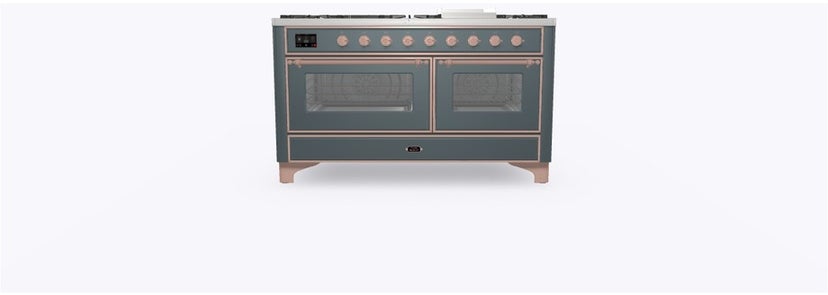 Ilve UM15FDNS3BGPLP 60" Dual Fuel Range w/ 9 Sealed Burners, Double Ov...