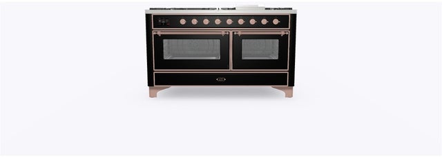 Ilve UM15FDNS3BKPLP 60" Dual Fuel Range w/ 9 Sealed Burners, Double Ov...