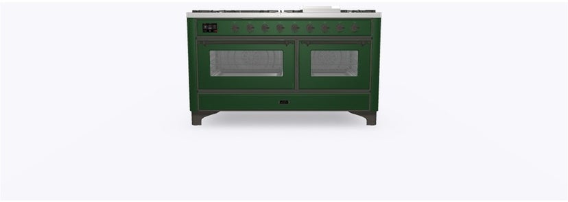 Ilve UM15FDNS3EGB 60" Dual Fuel Range w/ 9 Sealed Burners, Double Ov...