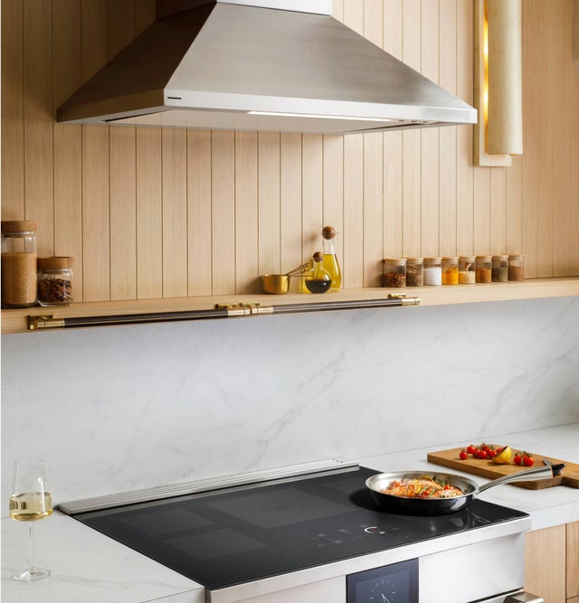 Monogram ZVWS481SRSS Wall-Mounted Pyramid Chimney Vent Hood with Air Qu...