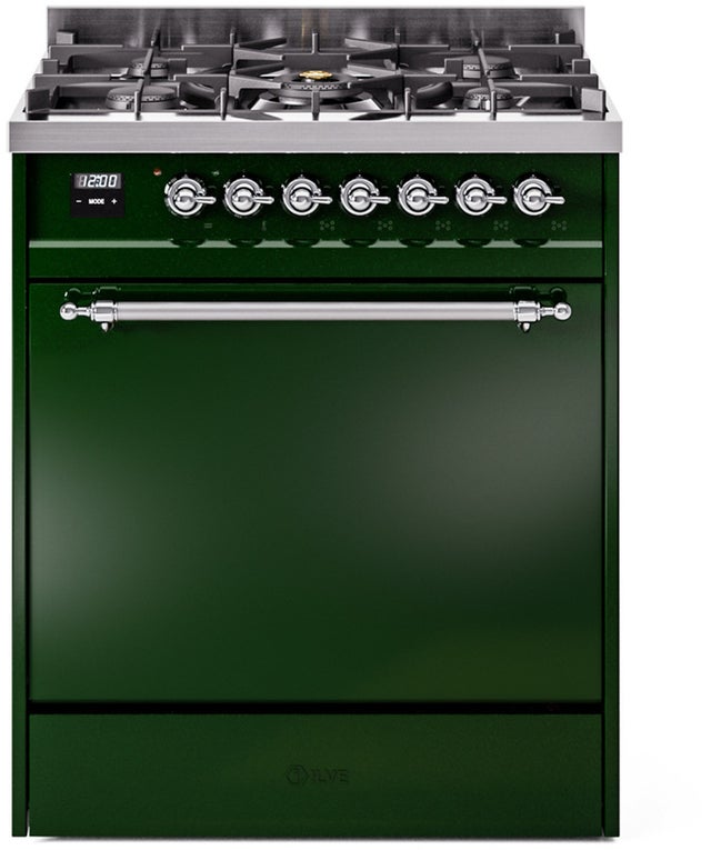 Ilve UP30QNMPEGC Nostalgie 30 Inch Dual Fuel Range with 5 Sealed Bu...