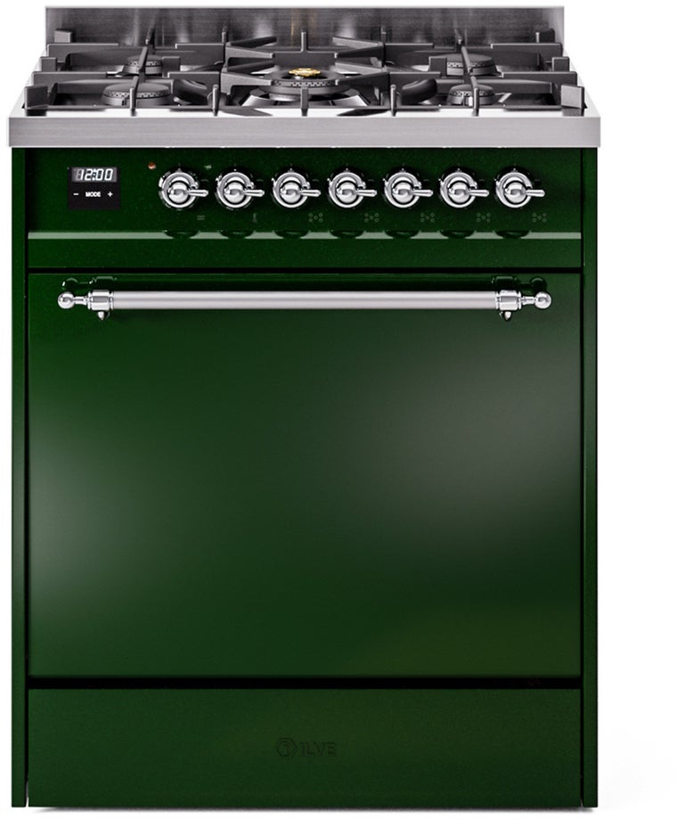 Ilve UP30QNMPEGC Nostalgie 30 Inch Dual Fuel Range with 5 Sealed Bu...
