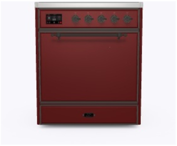 Ilve UMI30QNE3BUB Burgundy W/ Bronze Trim