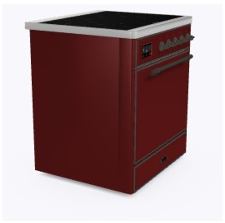 Ilve UMI30QNE3BUB Burgundy W/ Bronze Trim