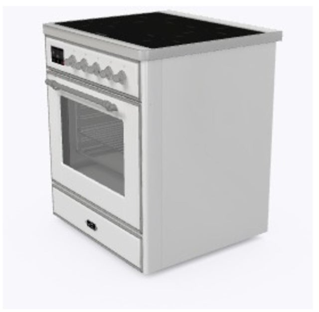 Ilve UMI30NE3WHC 30" Freestanding Electric Induction Range w/ 4 Ele...