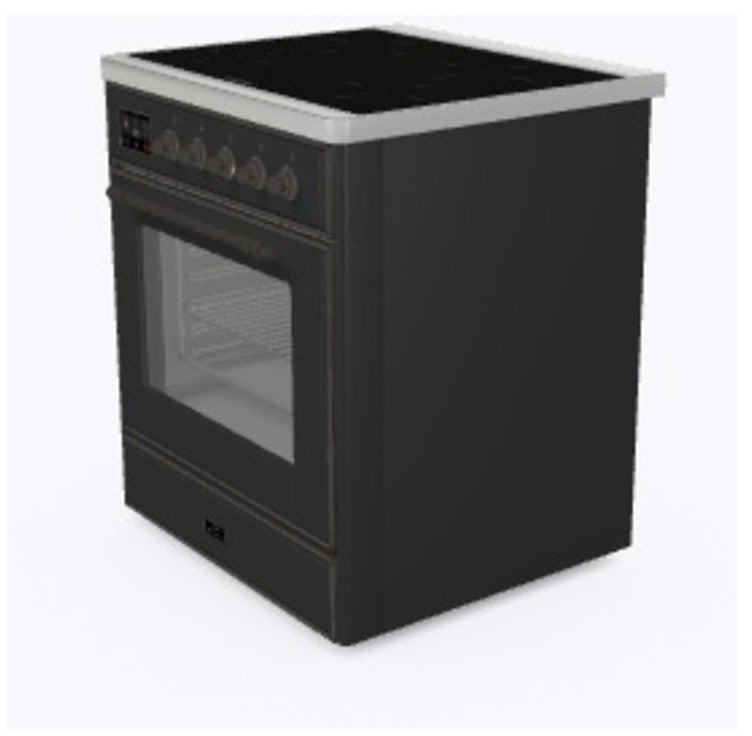 Ilve UMI30NE3MGB 30" Freestanding Electric Induction Range w/ 4 Ele...