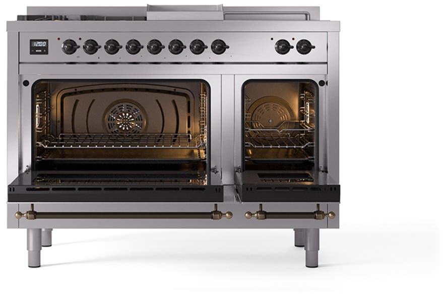 Ilve UN48FSQNMPSSBLP Stainless Steel With Bronze Knobs, Liquid Propane