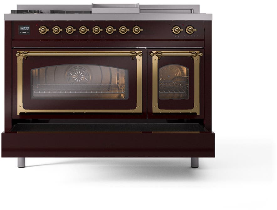 Ilve UN48FSNMPBUG Burgundy With Brass Knobs, Natural Gas