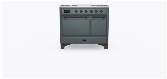 Ilve UMD10FDQNS3BGB 40" Dual Fuel Freestanding Range w/ 6 Sealed Burne...