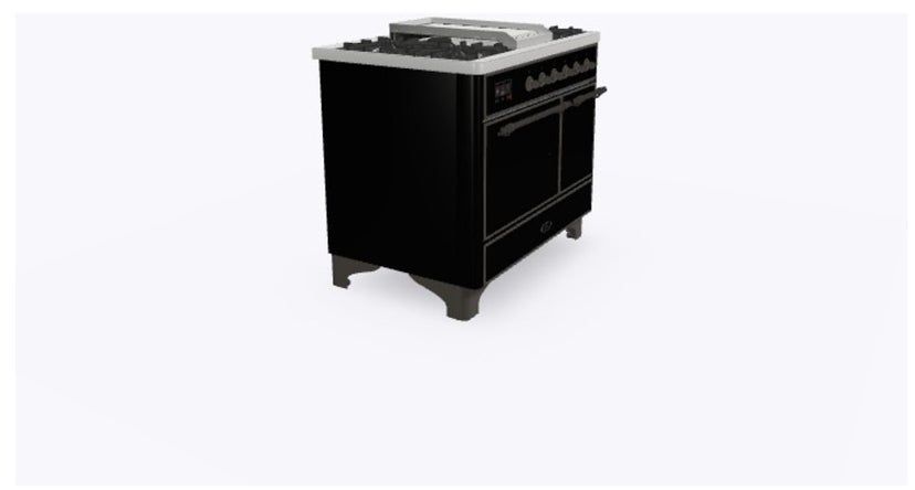 Ilve UMD10FDQNS3BKB 40" Dual Fuel Freestanding Range w/ 6 Sealed Burne...