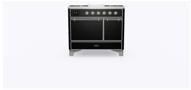 Ilve UMD10FDQNS3BKC 40" Dual Fuel Freestanding Range w/ 6 Sealed Burne...