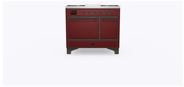 Ilve UMD10FDQNS3BUBLP 40" Dual Fuel Freestanding Range w/ 6 Sealed Burne...