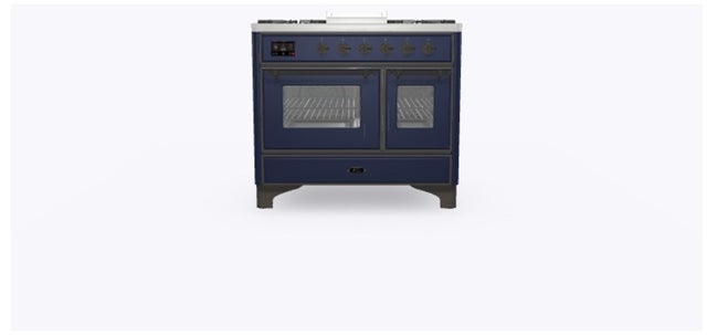 Ilve UMD10FDNS3MBBLP 40" Dual Fuel Freestanding Range w/ 6 Sealed Burne...