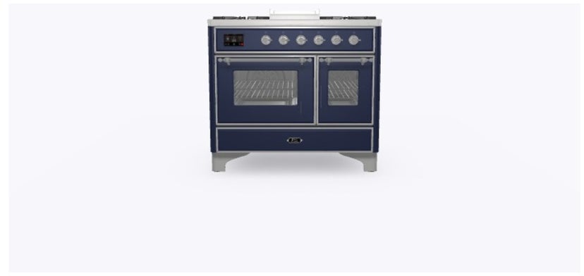 Ilve UMD10FDNS3MBCLP 40" Dual Fuel Freestanding Range w/ 6 Sealed Burne...