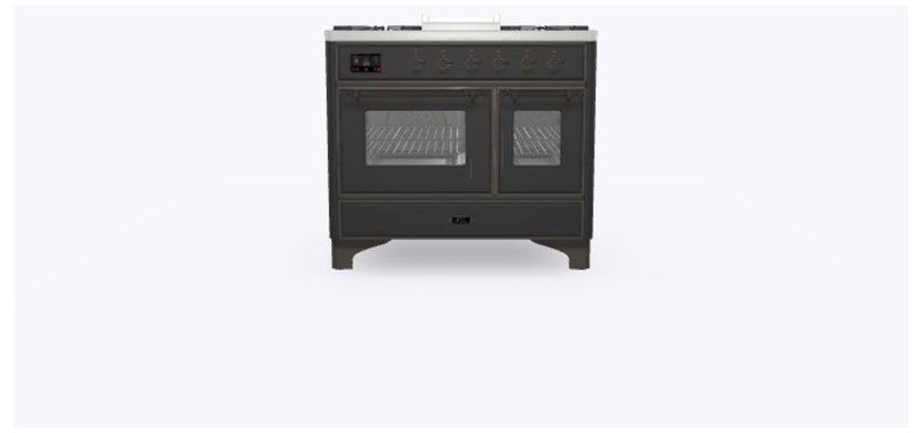 Ilve UMD10FDNS3MGBLP 40" Dual Fuel Freestanding Range w/ 6 Sealed Burne...