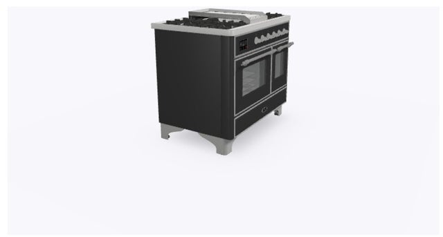 Ilve UMD10FDNS3MGCLP 40" Dual Fuel Freestanding Range w/ 6 Sealed Burne...