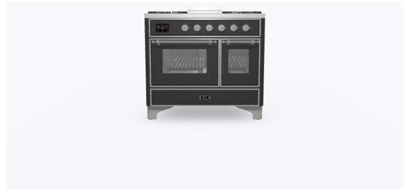 Ilve UMD10FDNS3MGC 40" Dual Fuel Freestanding Range w/ 6 Sealed Burne...