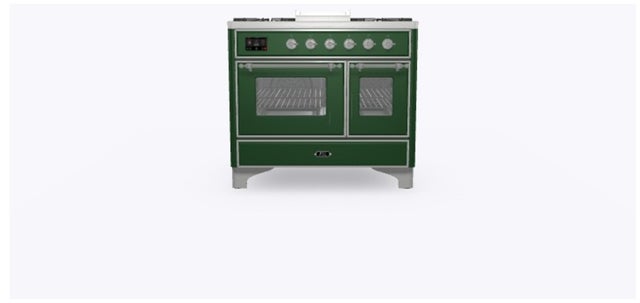 Ilve UMD10FDNS3EGC 40" Dual Fuel Freestanding Range w/ 6 Sealed Burne...