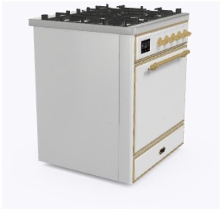 Ilve UM30DQNE3WHG Natural Gas In White W/ Brass Trim