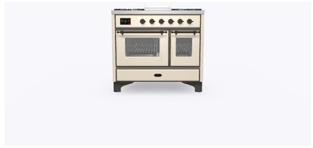 Ilve UMD10FDNS3AWBLP 40" Dual Fuel Freestanding Range w/ 6 Sealed Burne...