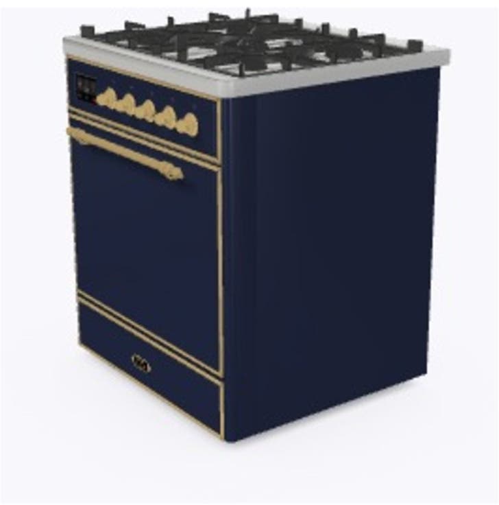 Ilve UM30DQNE3MBG Natural Gas In Midnight Blue W/ Brass Trim