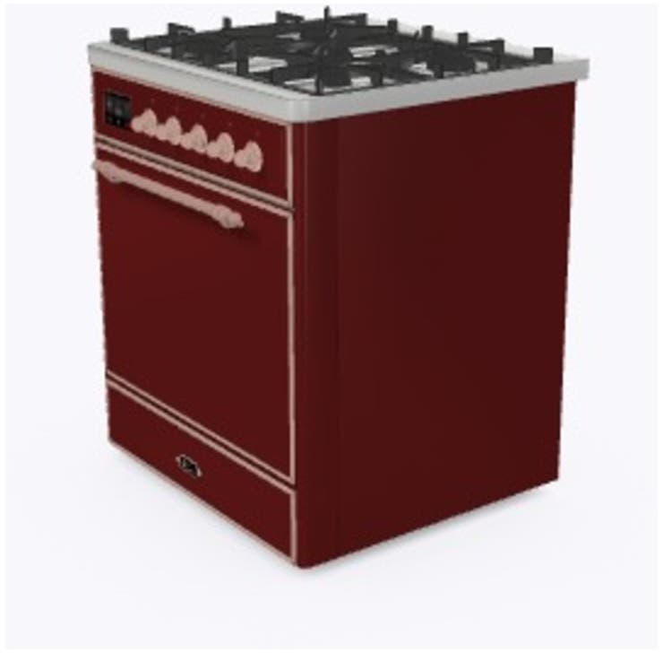 Ilve UM30DQNE3BUP Natural Gas In Burgundy W/ Copper Trim