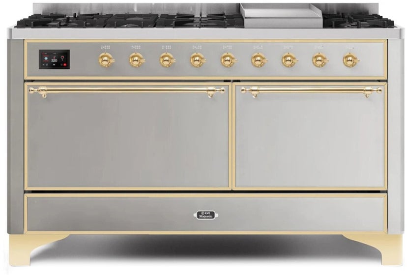 Ilve UM15FDQNS3SSG 60" Dual Fuel Range w/ 9 Sealed Burners, Double Ov...