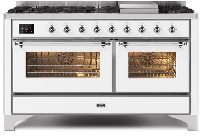 Ilve UM15FDNS3WHC 60" Dual Fuel Range w/ 9 Sealed Burners, Double Ov...