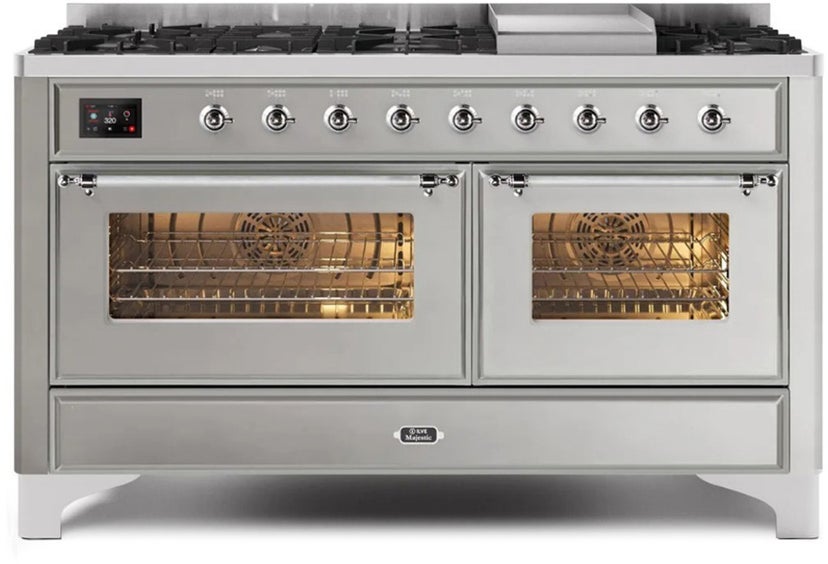 Ilve UM15FDNS3SSC 60" Dual Fuel Range w/ 9 Sealed Burners, Double Ov...