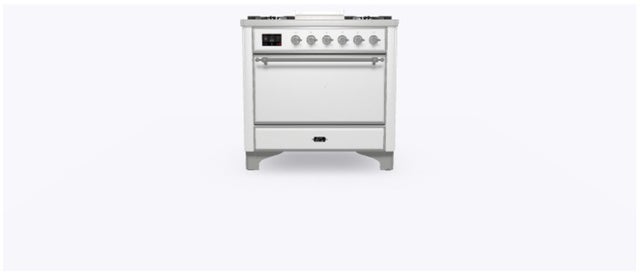 Ilve UM09FDQNS3WHC 36" Dual Fuel Freestanding Range w/ 6 Sealed Burne...