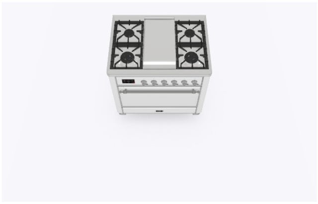 Ilve UM09FDQNS3WHC 36" Dual Fuel Freestanding Range w/ 6 Sealed Burne...