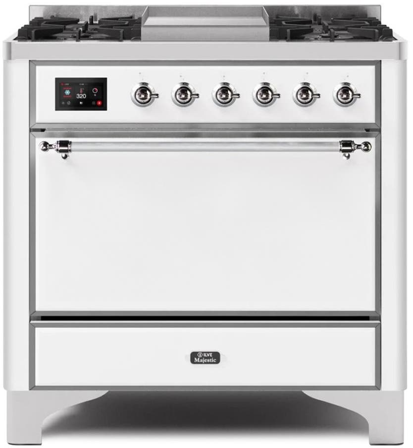 Ilve UM09FDQNS3WHC Natural Gas In White W/ Chrome Trim