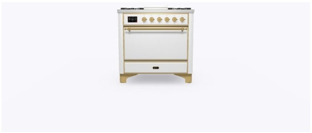 Ilve UM09FDQNS3WHGLP 36" Dual Fuel Freestanding Range w/ 6 Sealed Burne...