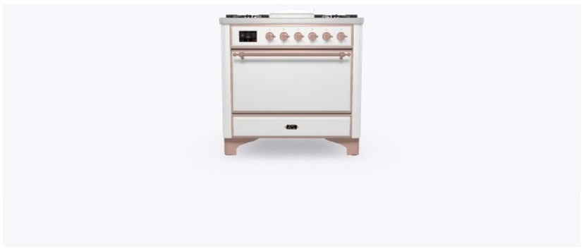 Ilve UM09FDQNS3WHPLP 36" Dual Fuel Freestanding Range w/ 6 Sealed Burne...