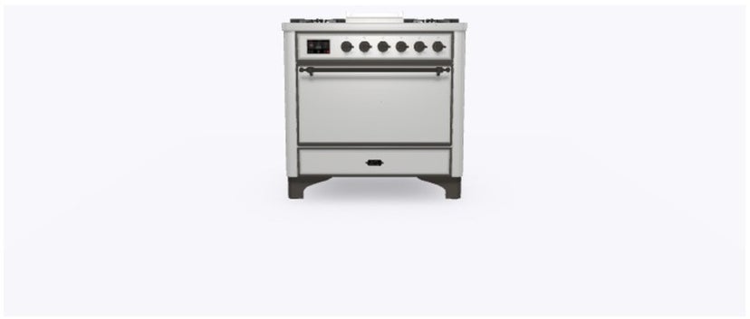 Ilve UM09FDQNS3SSB 36" Dual Fuel Freestanding Range w/ 6 Sealed Burne...