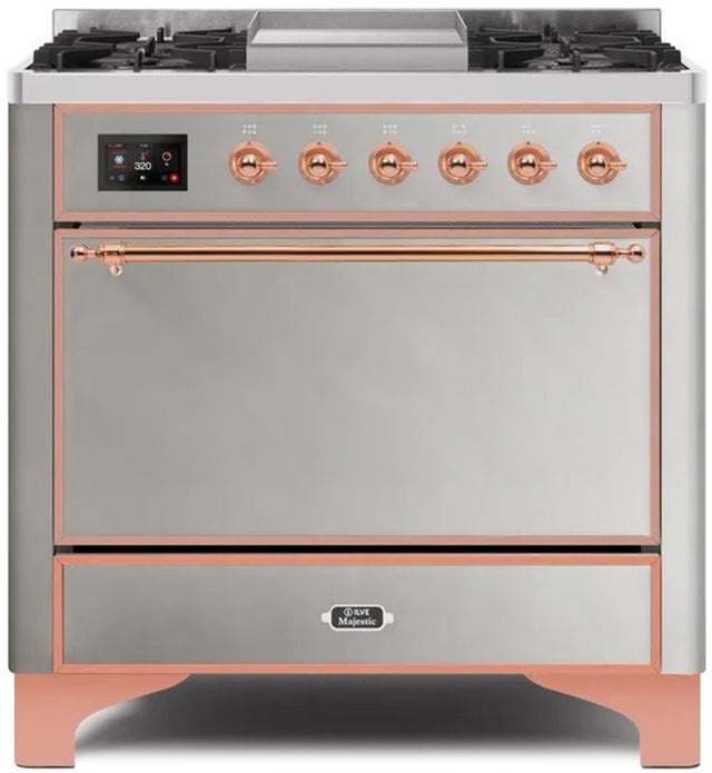 Ilve UM09FDQNS3SSPLP 36" Dual Fuel Freestanding Range w/ 6 Sealed Burne...