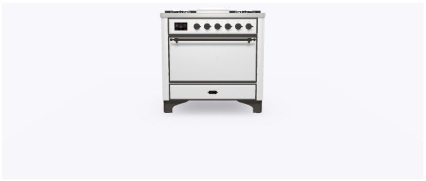 Ilve UM09FDQNS3WHBLP 36" Dual Fuel Freestanding Range w/ 6 Sealed Burne...