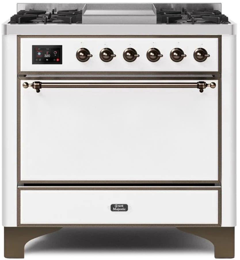 Ilve UM09FDQNS3WHBLP Liquid Propane In White W/ Bronze Trim