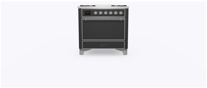 Ilve UM09FDQNS3MGCLP 36" Dual Fuel Freestanding Range w/ 6 Sealed Burne...