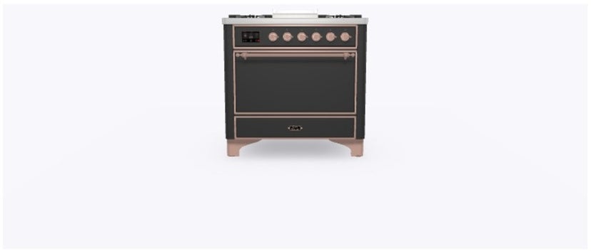 Ilve UM09FDQNS3MGP 36" Dual Fuel Freestanding Range w/ 6 Sealed Burne...