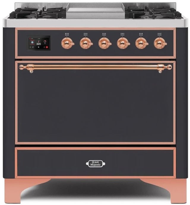 Ilve UM09FDQNS3MGP 36" Dual Fuel Freestanding Range w/ 6 Sealed Burne...