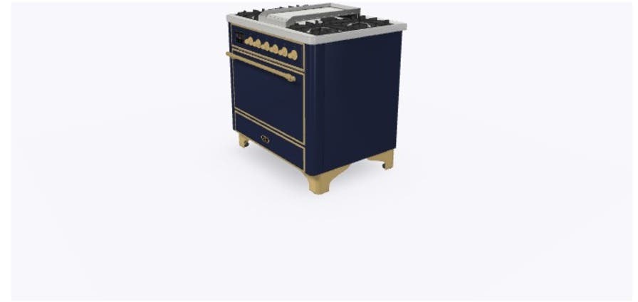 Ilve UM09FDQNS3MBG Natural Gas In Midnight Blue W/ Brass Trim