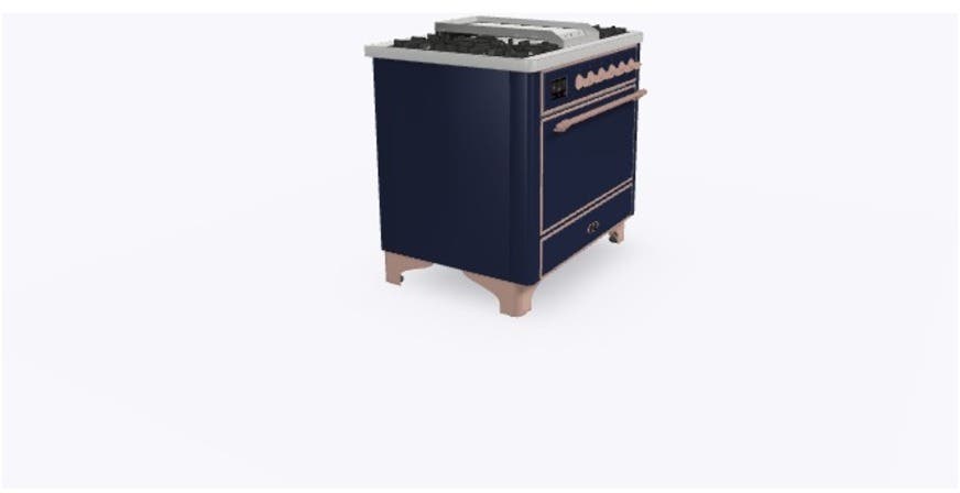 Ilve UM09FDQNS3MBP Natural Gas In Midnight Blue W/ Copper Trim