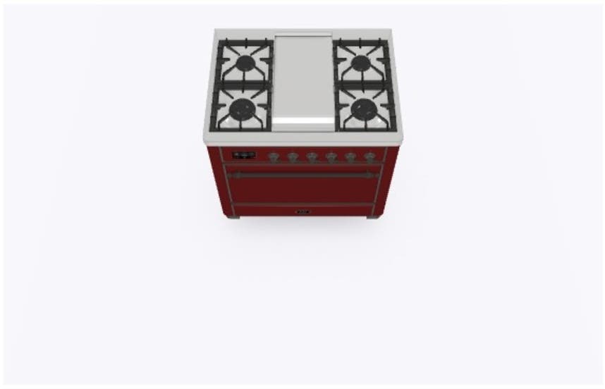 Ilve UM09FDQNS3BUBLP Liquid Propane In Burgundy W/ Bronze Trim