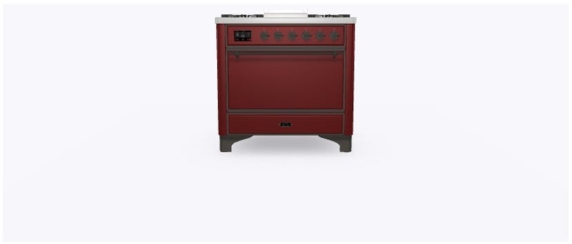 Ilve UM09FDQNS3BUB 36" Dual Fuel Freestanding Range w/ 6 Sealed Burne...