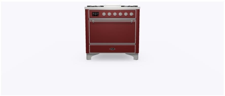 Ilve UM09FDQNS3BUCLP Liquid Propane In Burgundy W/ Chrome Trim
